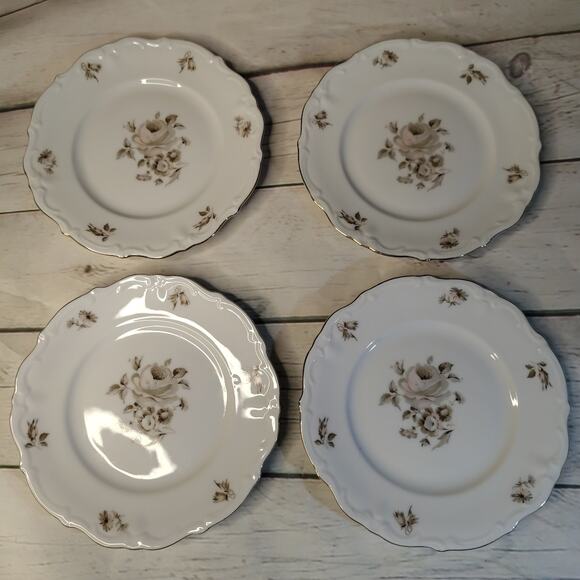 Winterling China‎ 4 Dawn Rose Pattern 6" Bread and Butter Plates Gold Trim - Picture 2 of 7